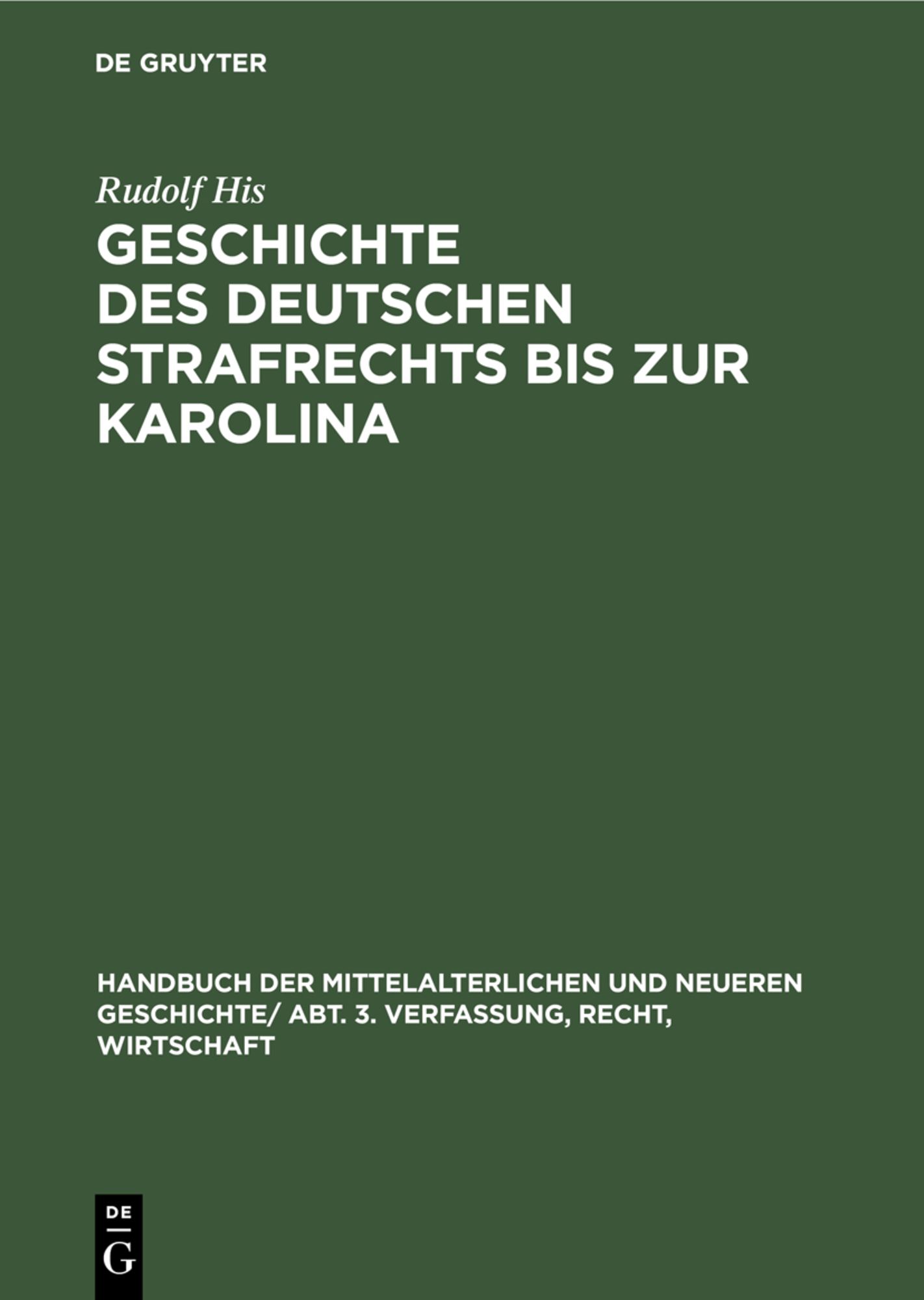 Handbuch Der Mittelalterlichen Und Neueren Geschichte Verfassung