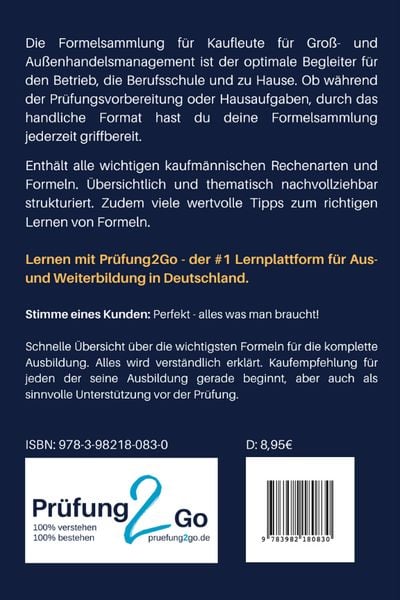 Formelsammlung Kaufmann Und Kauffrau F R Gro Und