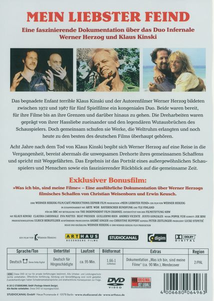 Mein Liebster Feind Klaus Kinski Von Werner Herzog Dvd