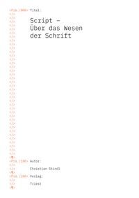 Script Ber Das Wesen Der Schrift Von Christian Stindl Buch