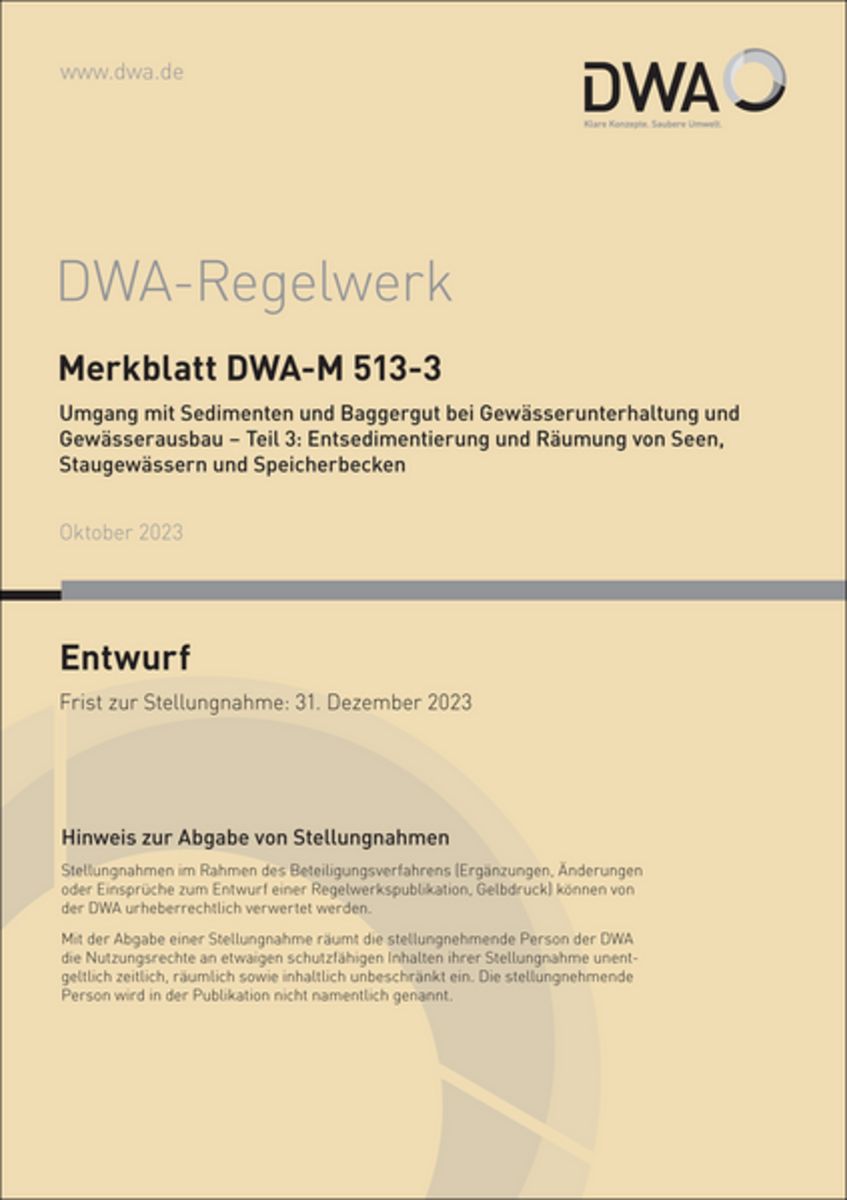 Merkblatt Dwa M Umgang Mit Sedimenten Und Baggergut Bei