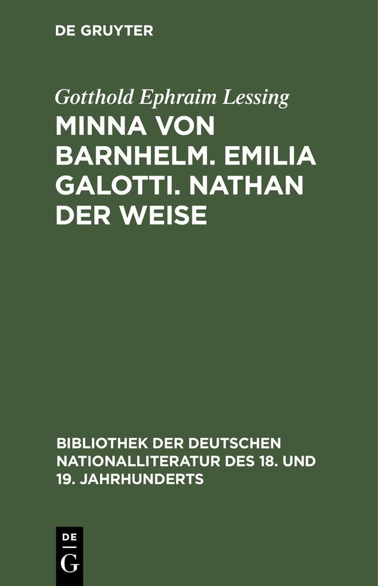 Minna Von Barnhelm Emilia Galotti Nathan Der Weise Pdf Gotthold Ephraim