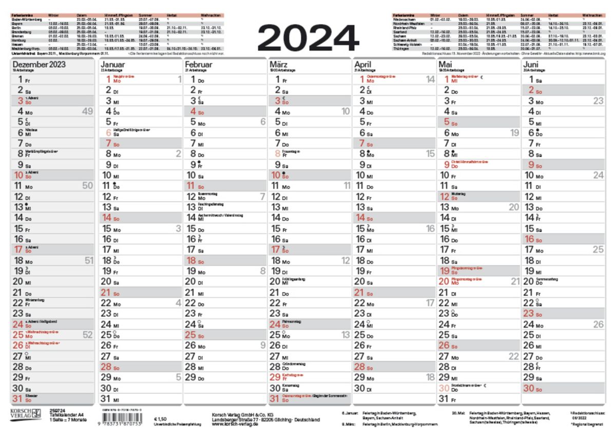 Tafelkalender A Korsch