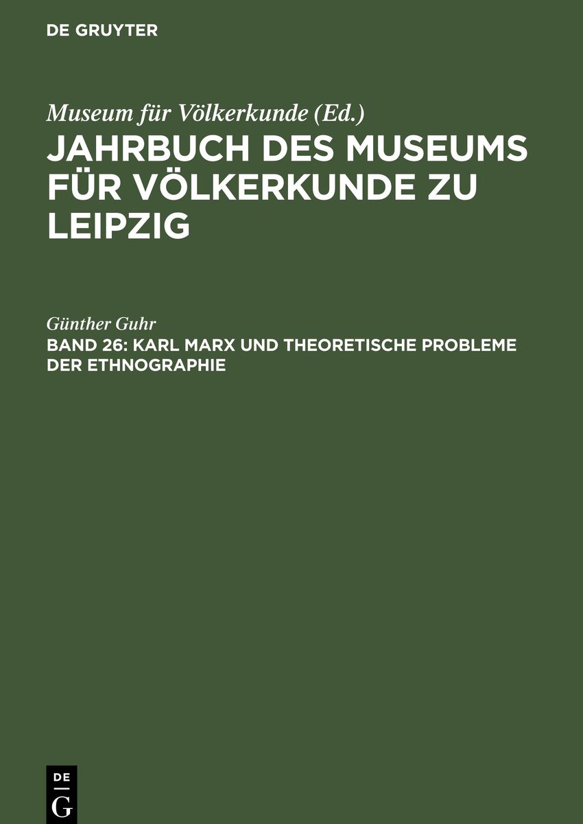 Karl Marx Und Theoretische Probleme Der Ethnographie Von G Nther