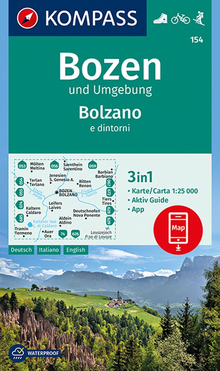 Kompass Wanderkarte Bozen Und Umgebung Bolzano E Dintorni