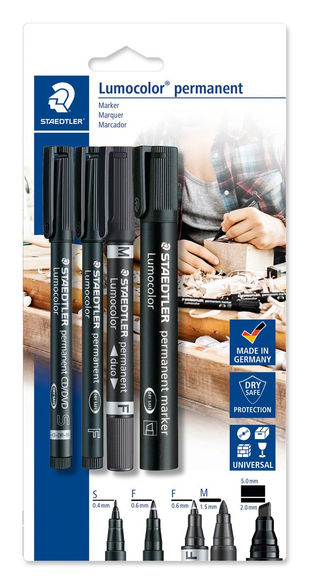 Staedtler Permanent Marker Lumocolor Schwarz Er Set