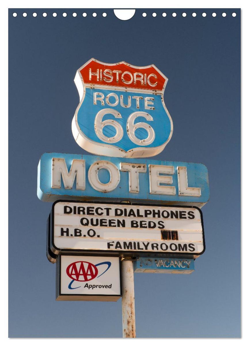 Historic Route 66 Motel Wall Calendar 2024 DIN A4 Portrait CALVENDO