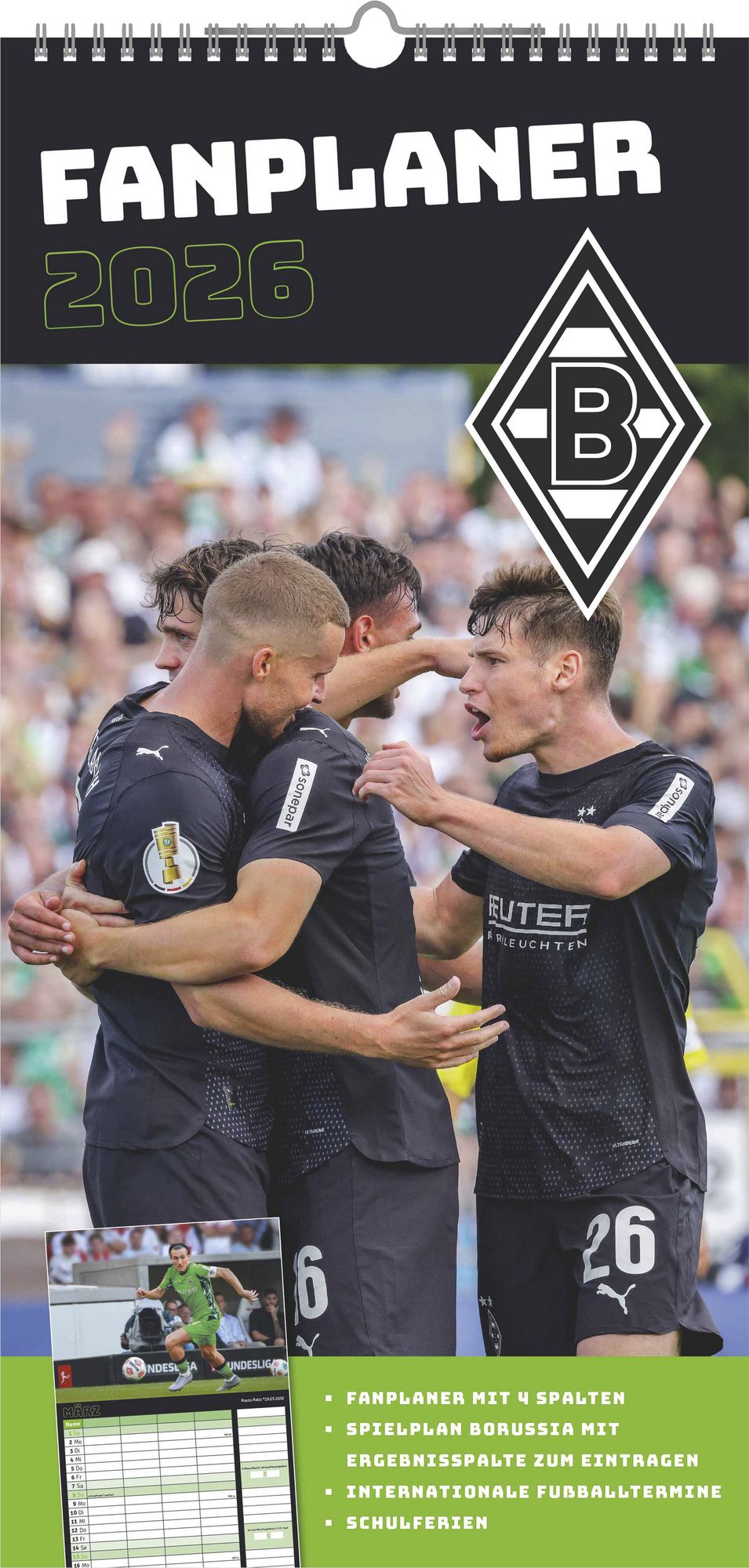 Borussia Mönchengladbach 2024 Wall Calendar – XL Size 48x64 Cm, Football Fan Calendar, Poster-Style
