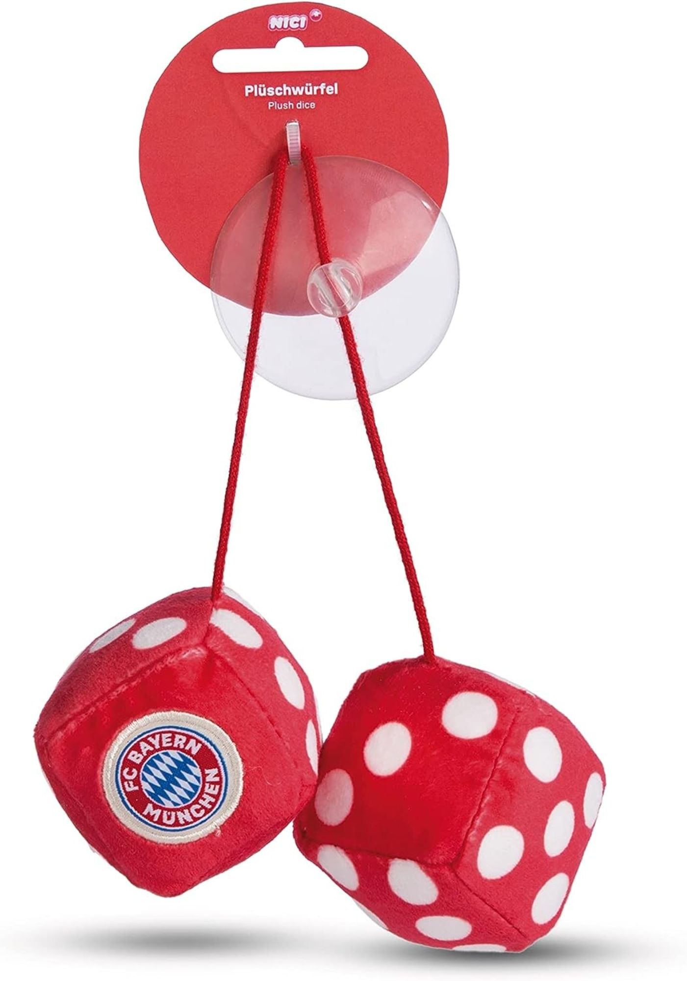 NICI 49081 - Plüschwürfel FC Bayern, Fan-Würfel mit Saugnapf