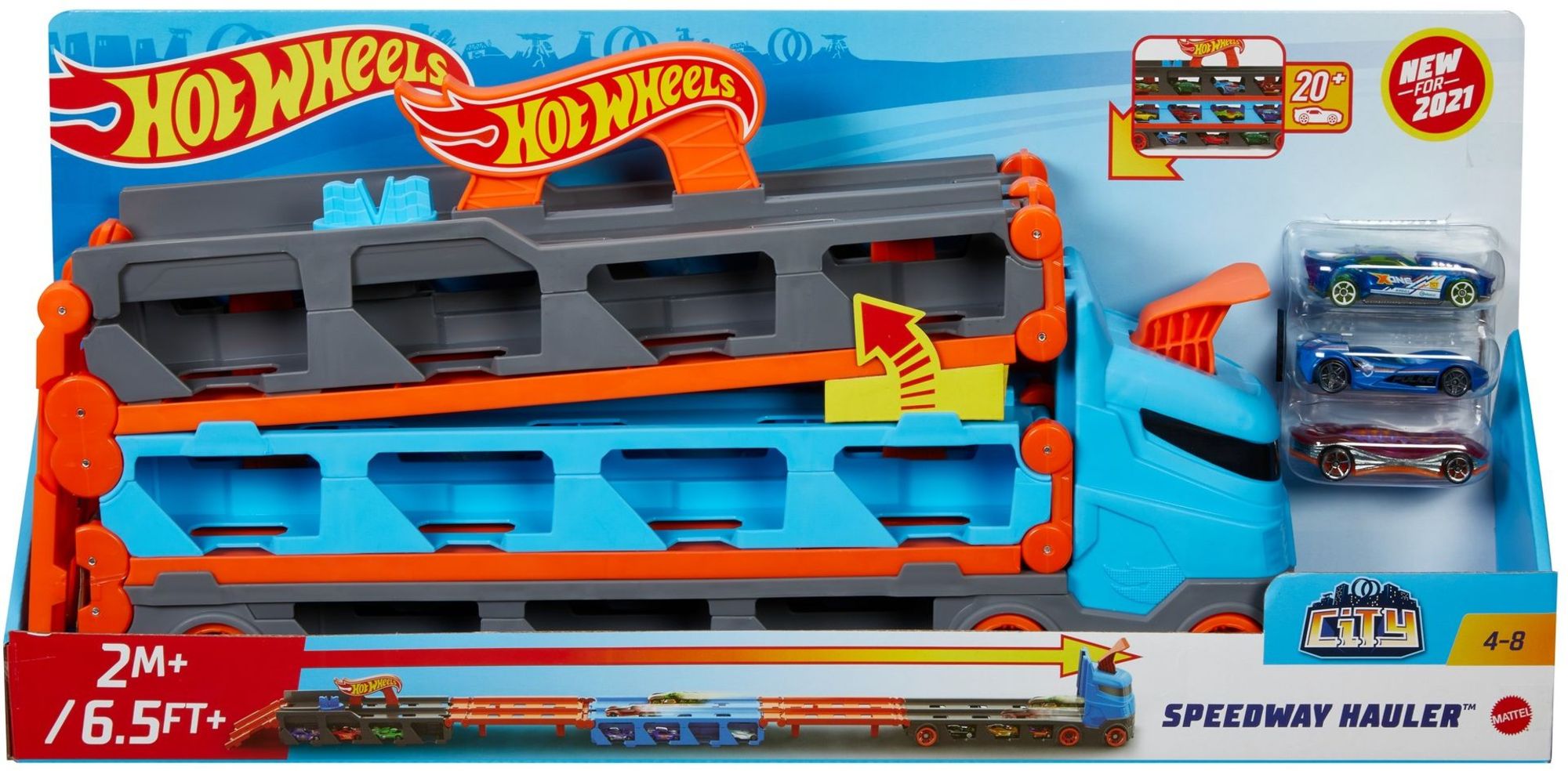 Hot Wheels - 2-in-1 Rennbahn-Transporter inkl. 3 Spielzeugautos' kaufen -  Spielwaren