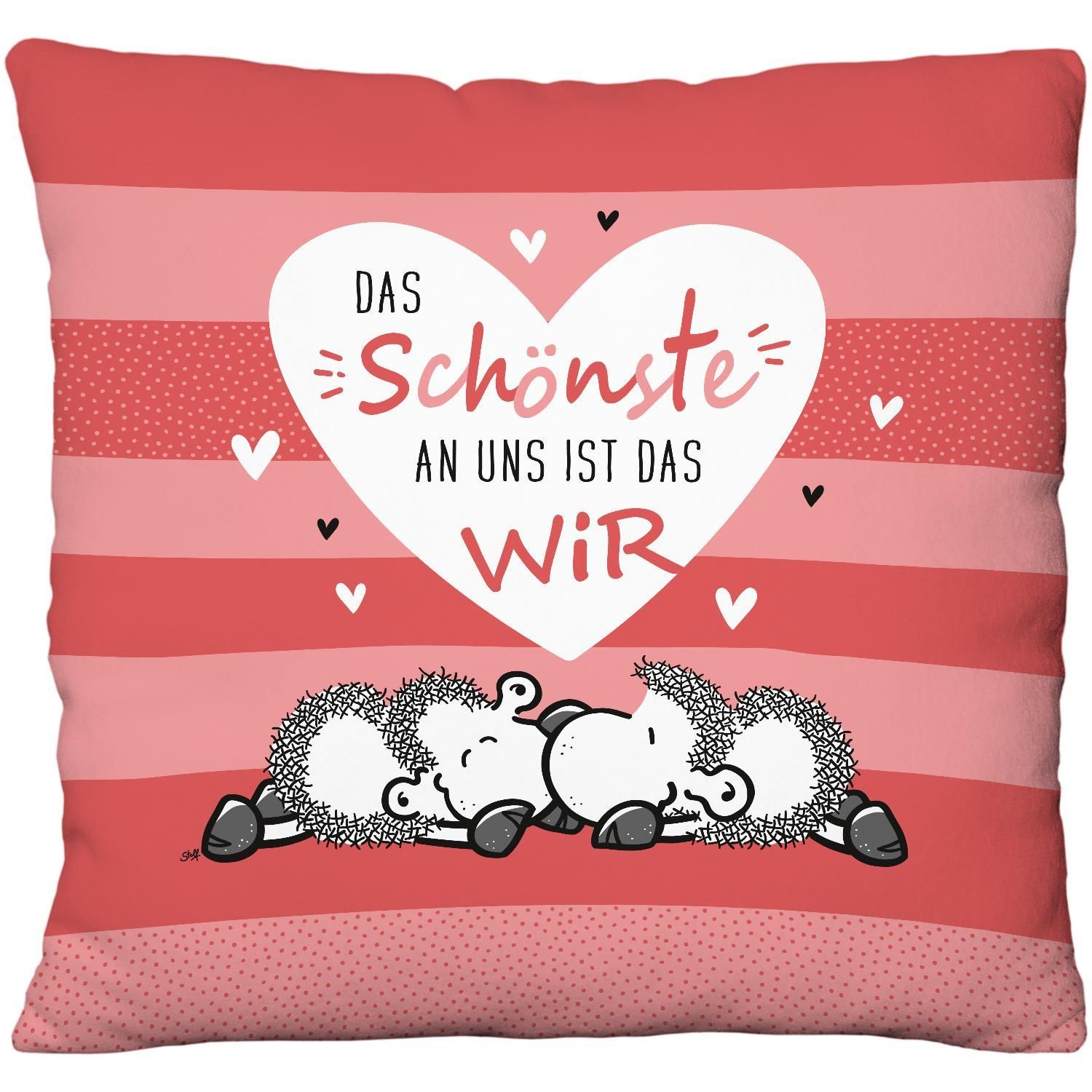 Sheepworld Cuscino In Peluche 25x25 Cm - Das Schönste An Uns Ist Das Wir, Morbido, Riciclato, Regalo Di Cuore