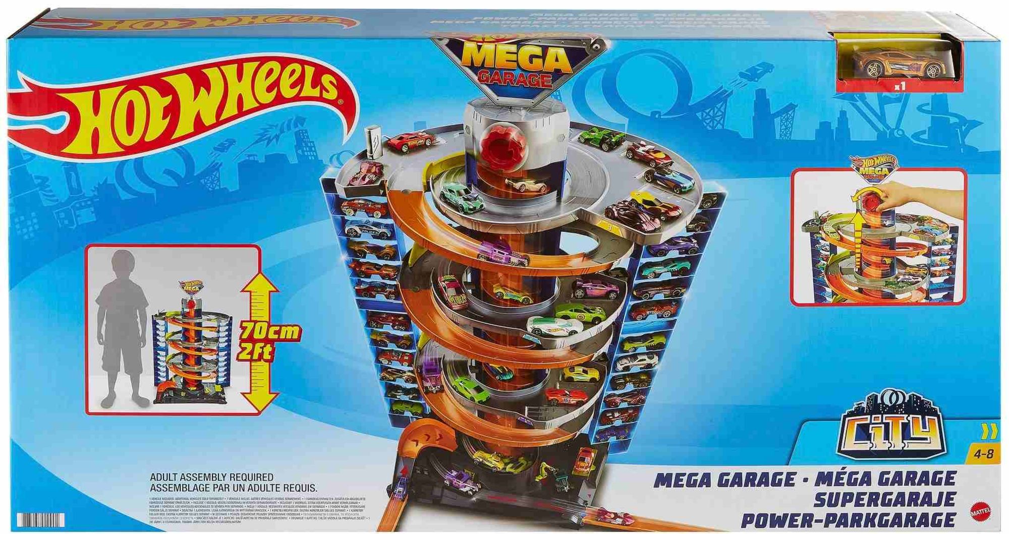Hot Wheels Spiel-Parkgarage City Parkgarage Spielset, inkl. 1 Spielzeugauto  und Zubehör, Lässt sich mit anderen Hot Wheels Tracksets verbinden