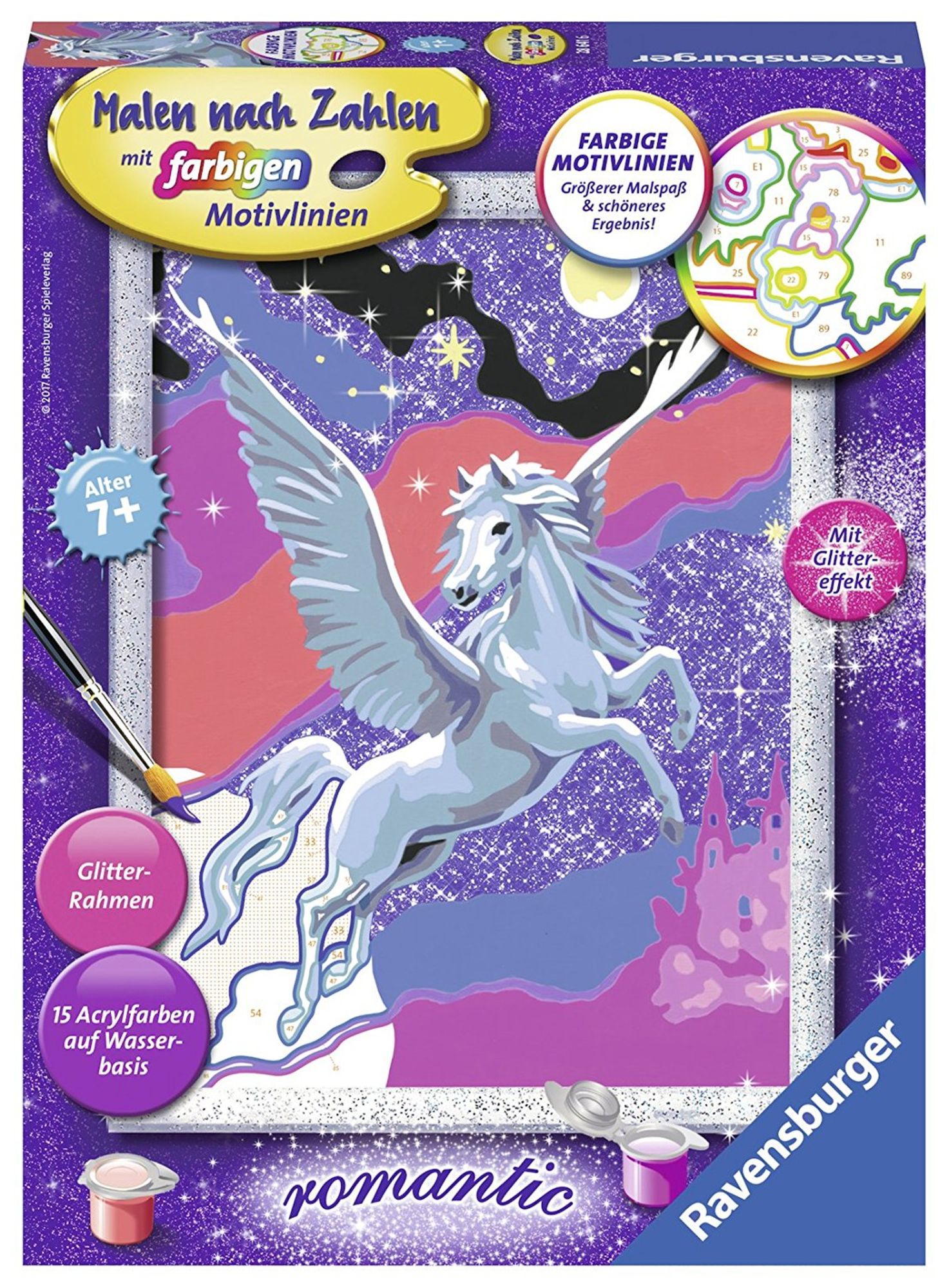 Ravensburger Stolzer - Pegasus Spielwaren kaufen Malen mit nach - Glittereffekt, romantic, MNZ\' Zahlen