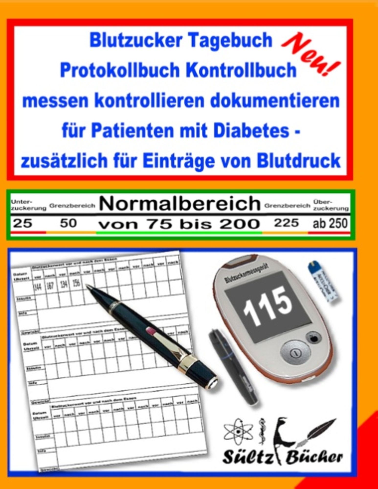 Blutzucker Tagebuch Protokollbuch Kontrollbuch messen ...