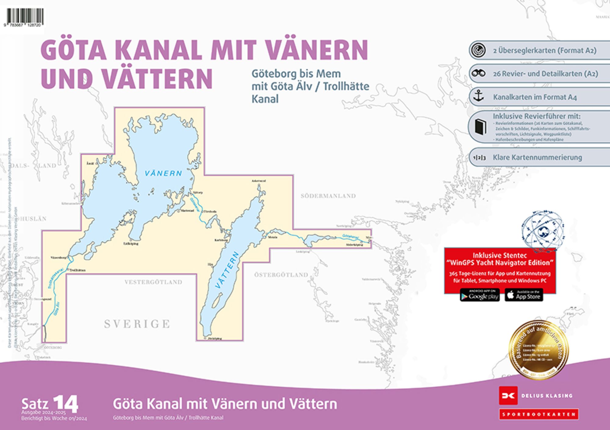 'Sportbootkarten Satz 14 Göta Kanal mit Vänern und Vättern (Ausgabe