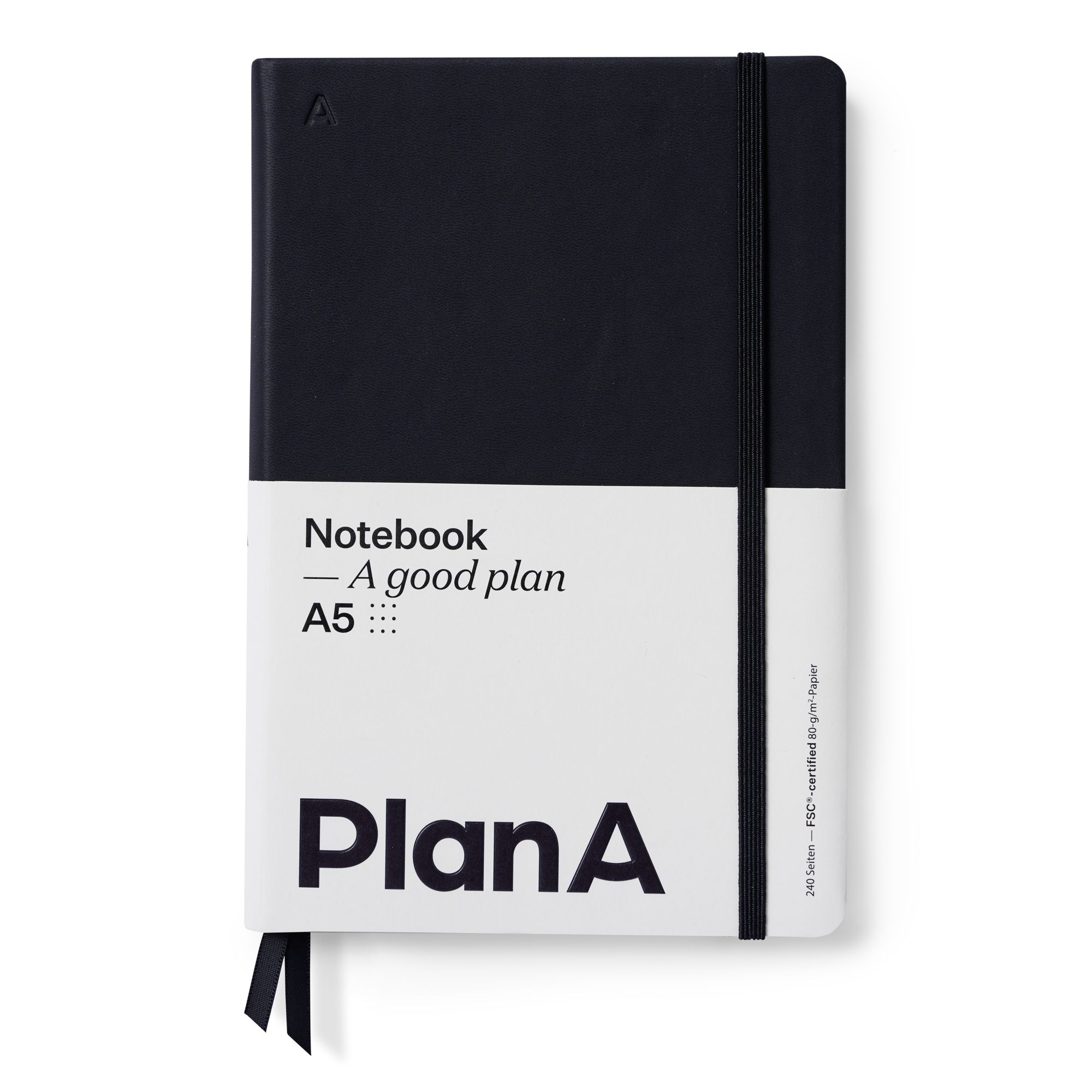 Notizbuch A5 Hardcover Punktiert Midnight Black - Plan A