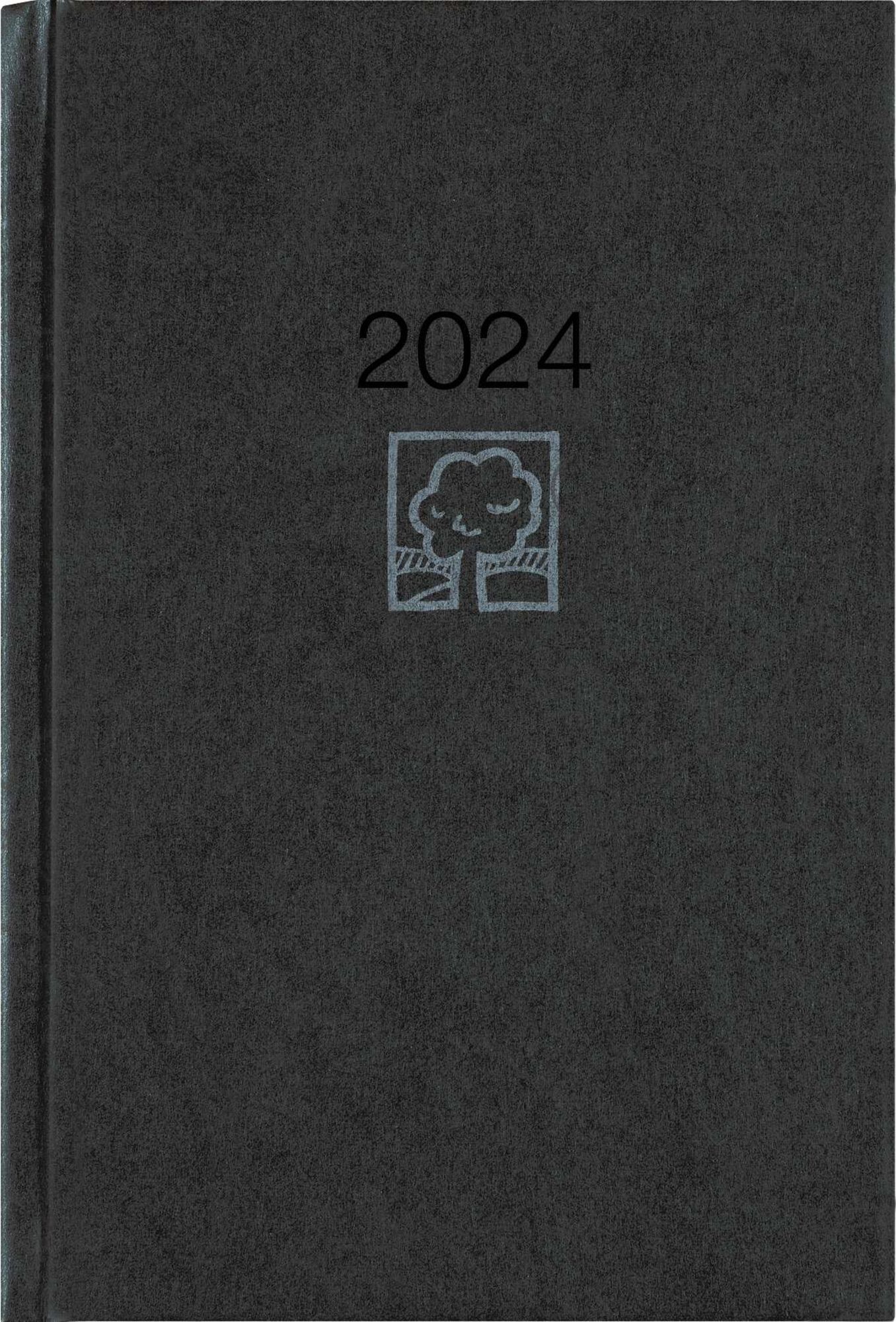 Terminbuch anthrazit 2024 - Bürokalender A4 21x29,7 cm - 1 Tag 1 Seite -  Einband wattiert - Viertelstundeneinteilung 7:30 - 20 Uhr - 886-0021 -  Kalender bestellen