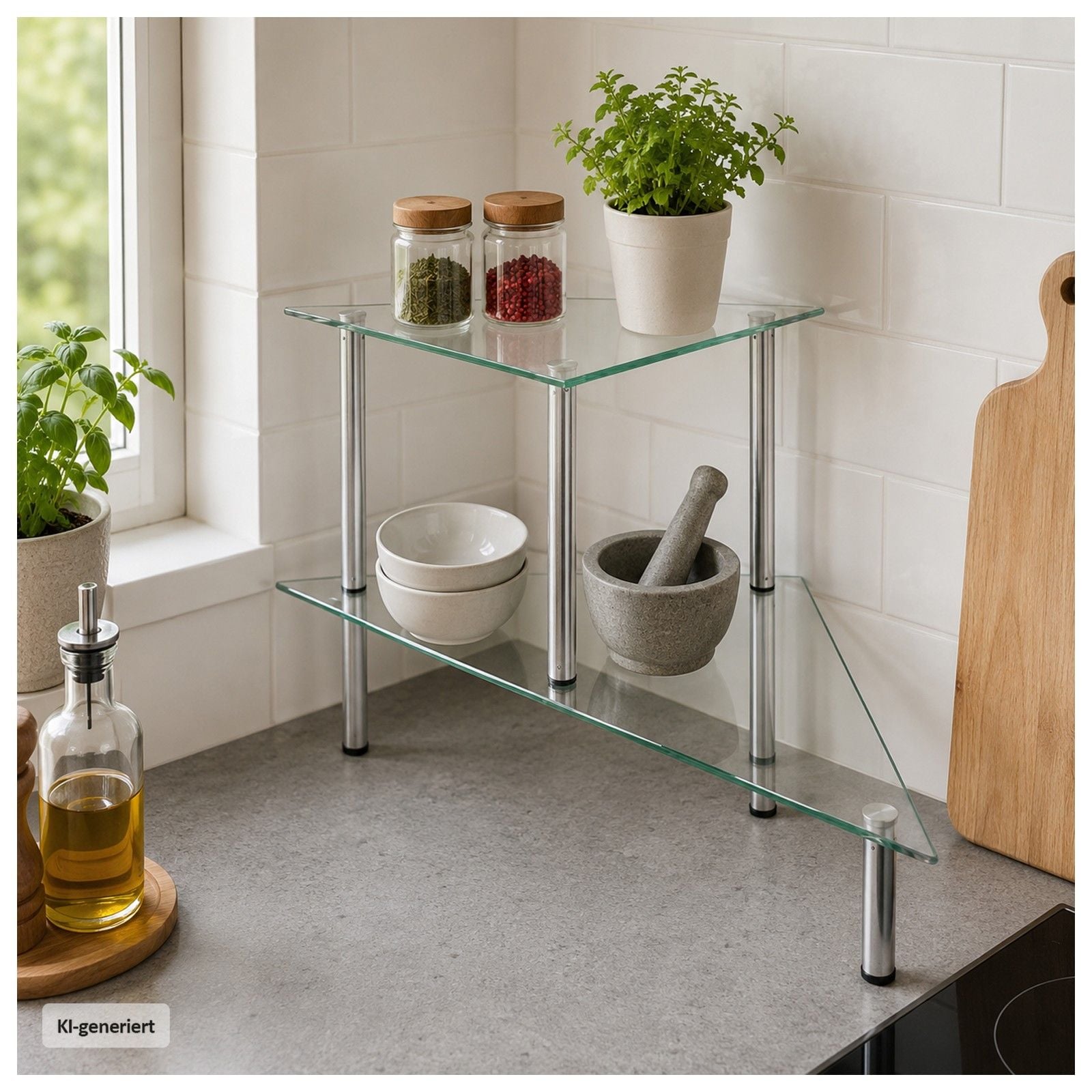 HTI-Living Modernes Glas Eckregal mit Metallgestell 49 x 35 x 33 cm kaufen