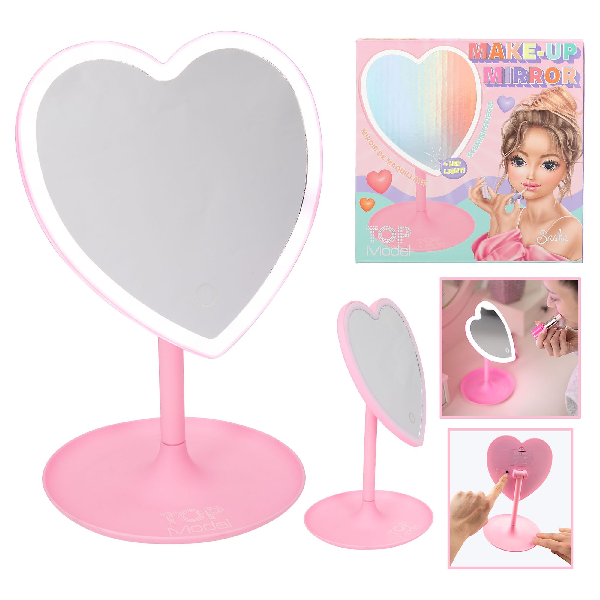 Depesche TOPModel LED Taschenspiegel - Klappspiegel Mit Vergrößerung & 3 Licht-Stufen