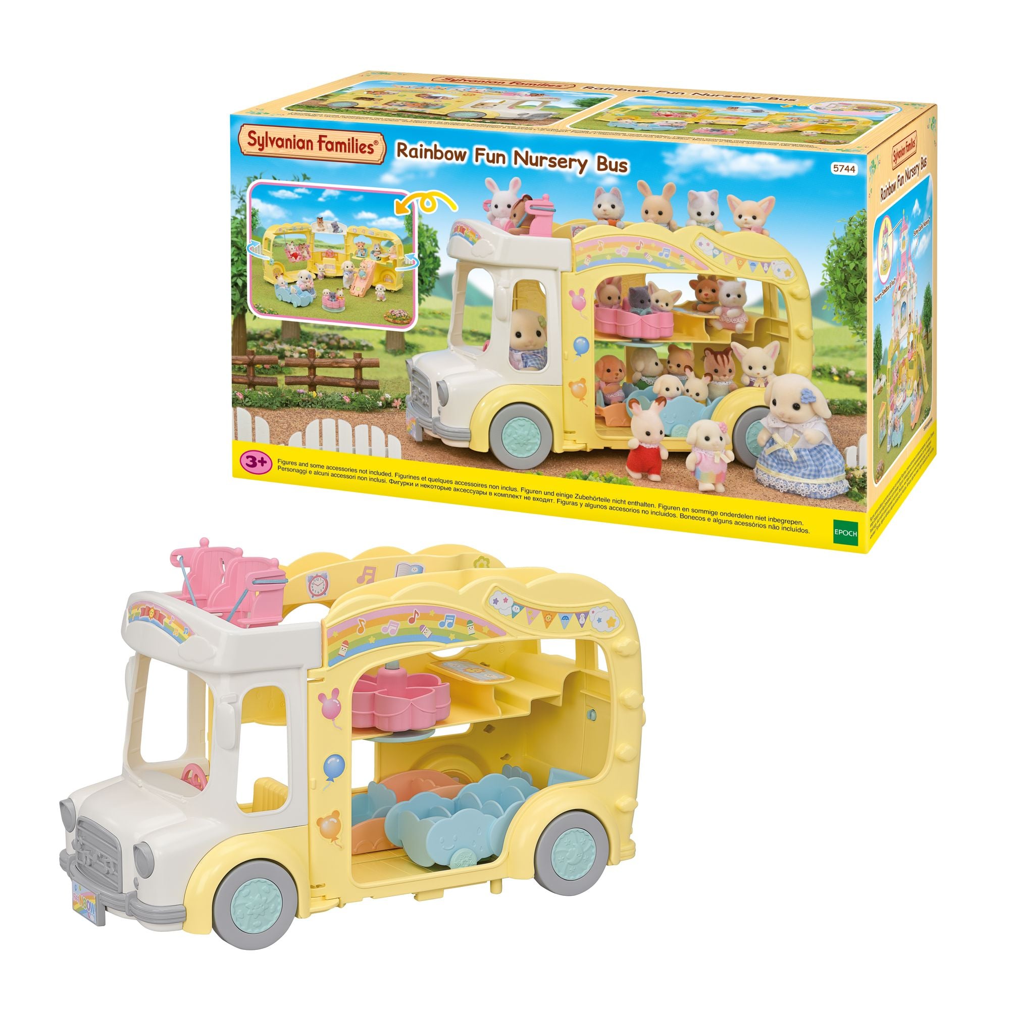 Sylvanian Families – Autobús Del Arcoíris 5744 | Capacidad 28 Bebés | Se Despliega En Parque Infantil | +3 Años
