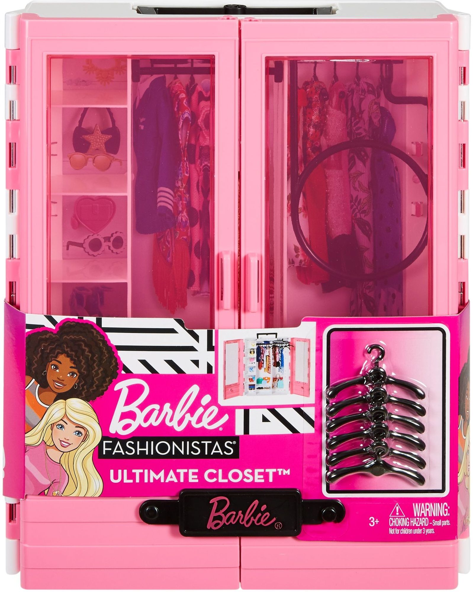 mattel - barbie fashionistas kleiderschrank, barbie möbel, barbie zubehör