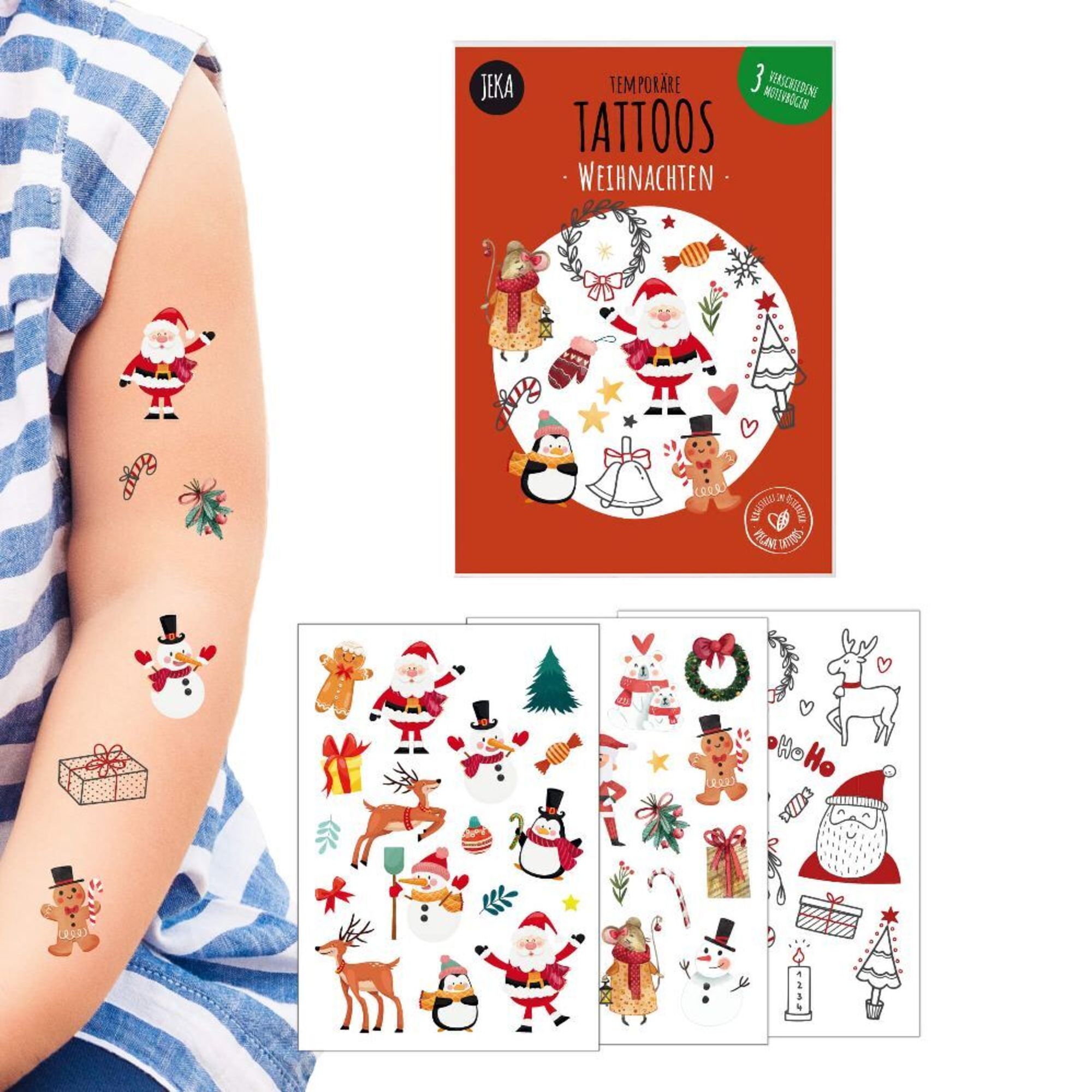 RHAFAYRE Kindertattoo Weihnachts Tattoos für Kinder, wasserfeste