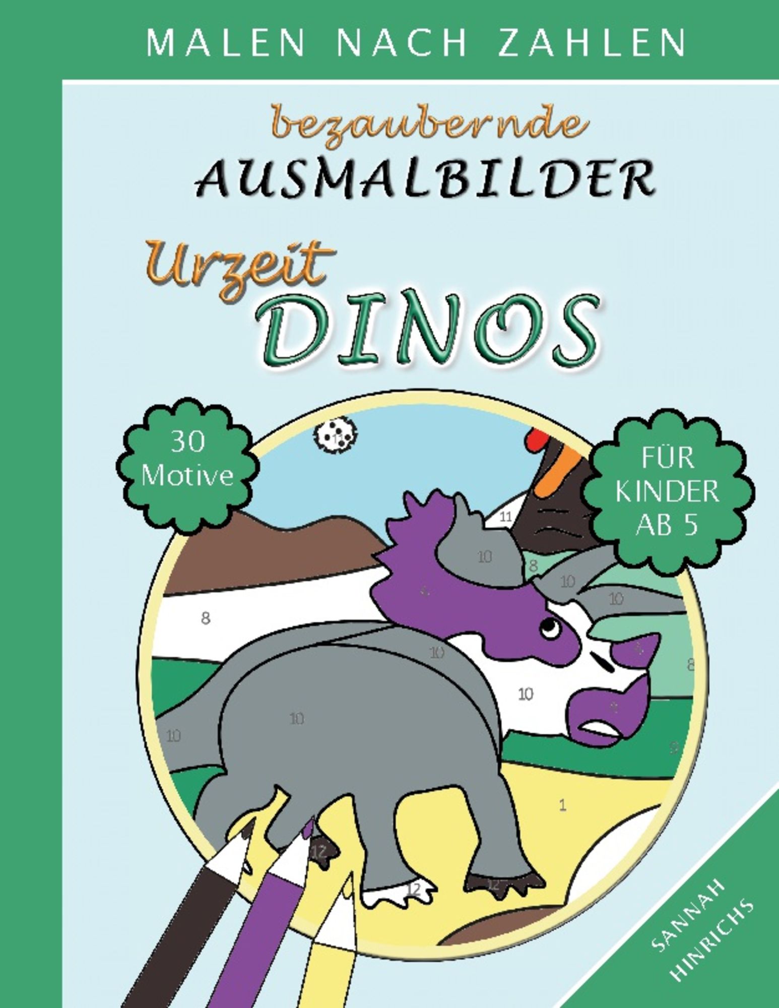 Bezaubernde Ausmalbilder Malen nach Zahlen   Urzeit Dinos