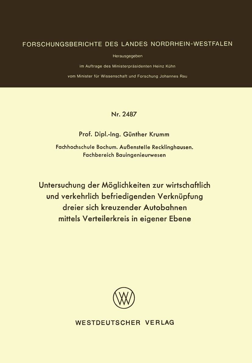 Untersuchung der Mglichkeiten zur wirtschaftlich und verkehrlich  befriedigenden Verknpfung dreier sich kreuzender Autobahnen mittels  Verteilerkreis" online kaufen