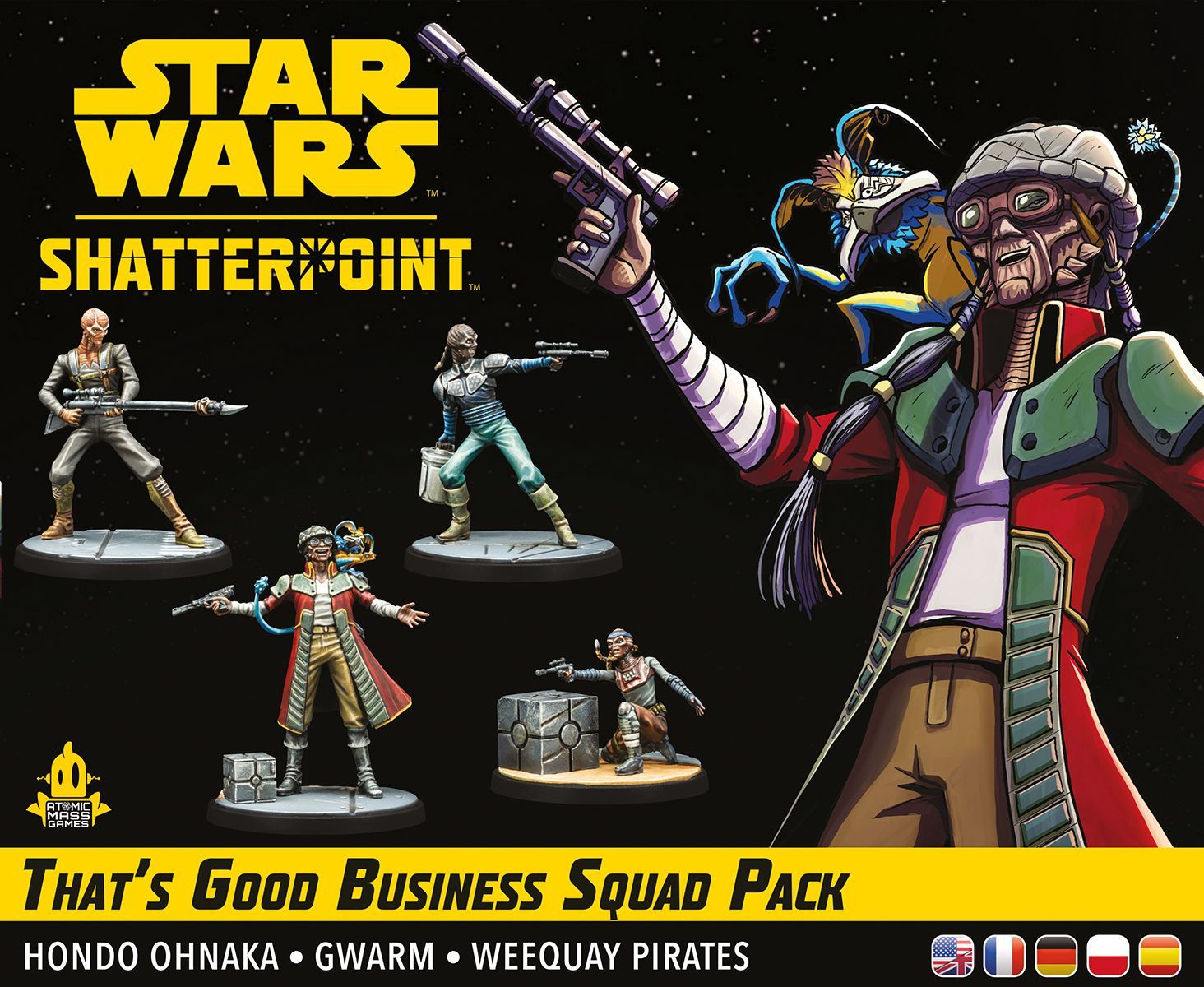 Star Wars Shatterpoint - That's Good Business Squad Pack – Hondo Ohnaka, Gwarm Et 2 Pirates Weequay, Figurines à Assembler