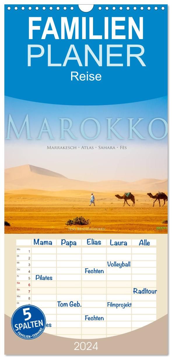 'Familienplaner 2024 - Marokko: Marrakesch, Atlas, Sahara, Fès mit 5 