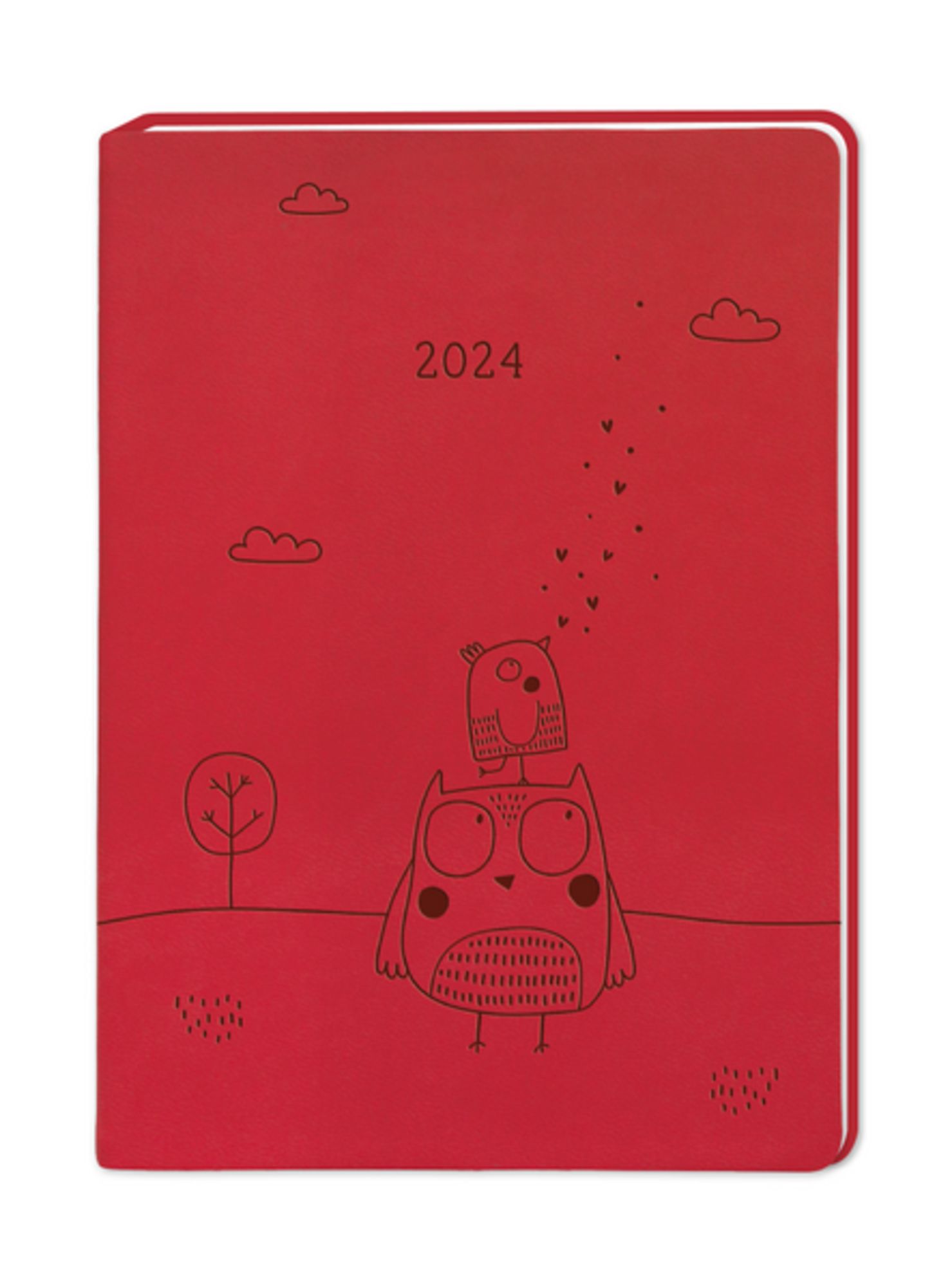 Terminplaner Lederlook 2024 Rot' - 'Buchkalender & Taschenkalender