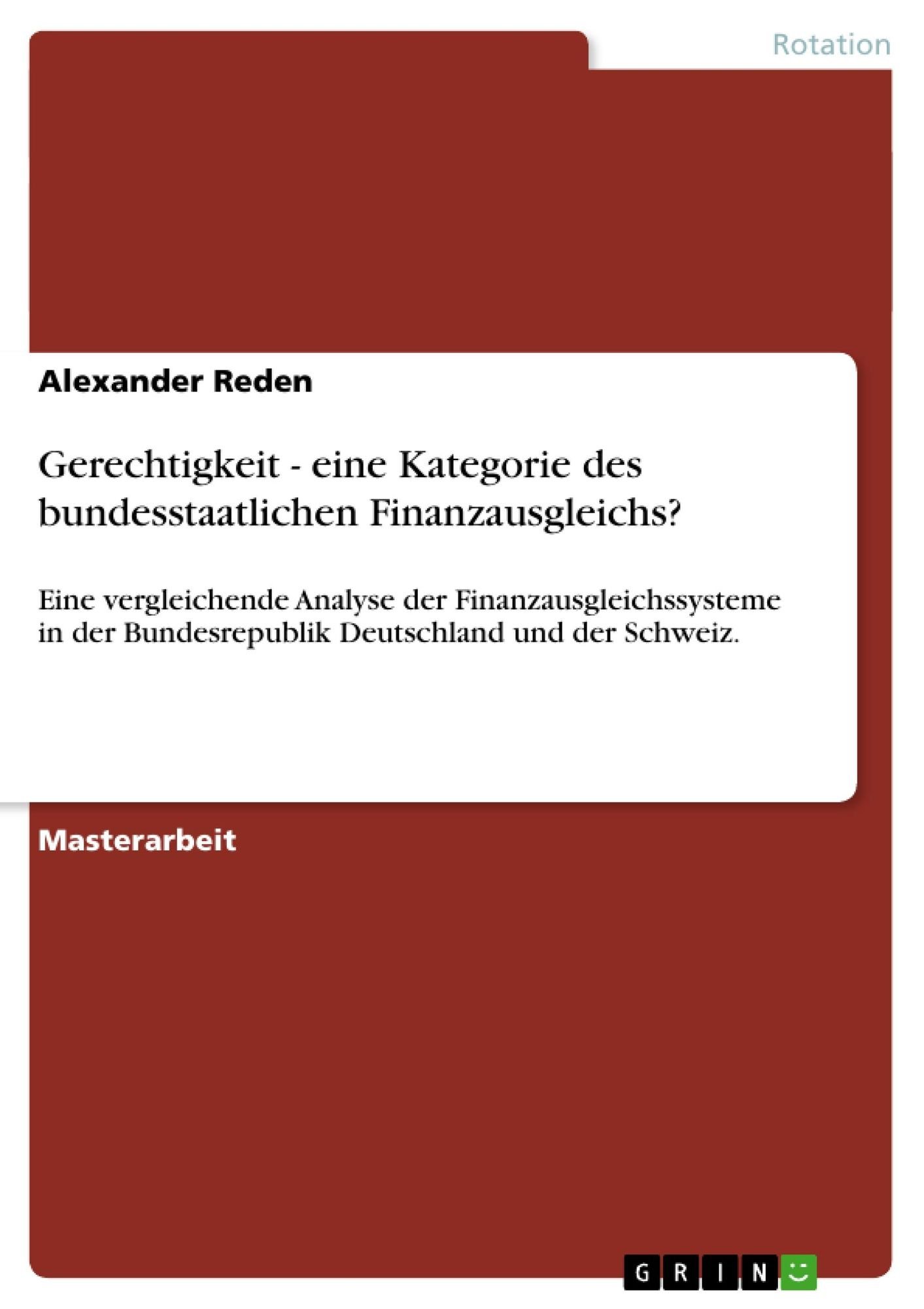 'Gerechtigkeit - Eine Kategorie Des Bundesstaatlichen Finanzausgleichs ...