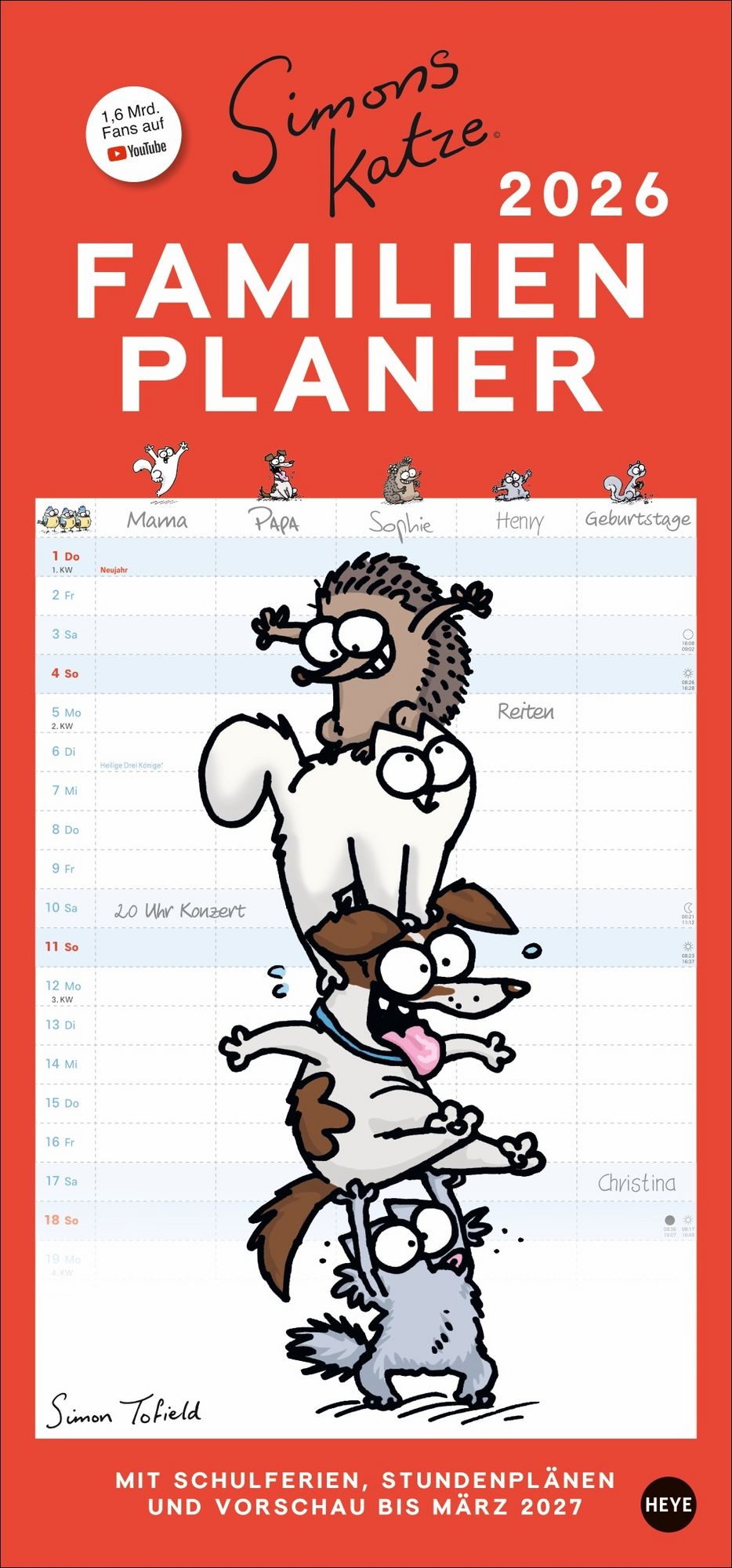 Produktbild von Grupo Erik Kalender 2025 2026 Familienplaner Katzenkalender 2026 Wandkalender 2025 2026 Monatlicher Planer 16 Monate Rote