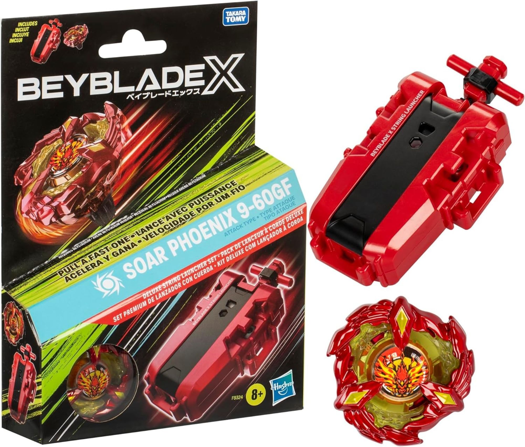 Hasbro F9324EU4 Beyblade X Soar Phoenix 9 60GF Deluxe Schnur Starter Set Launcher Set Takara Tomy kaufen Spielwaren Thalia