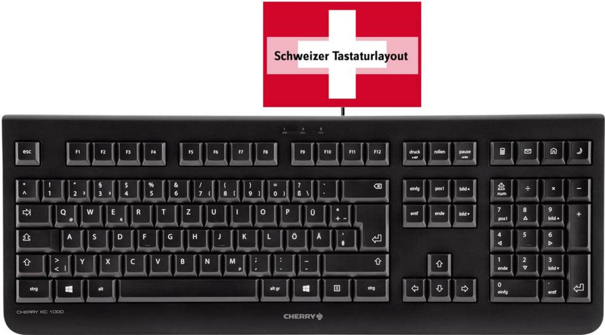 Cherry Schwarz bestellen online 1000 Tastatur QWERTZ, Schweiz, Windows® KC