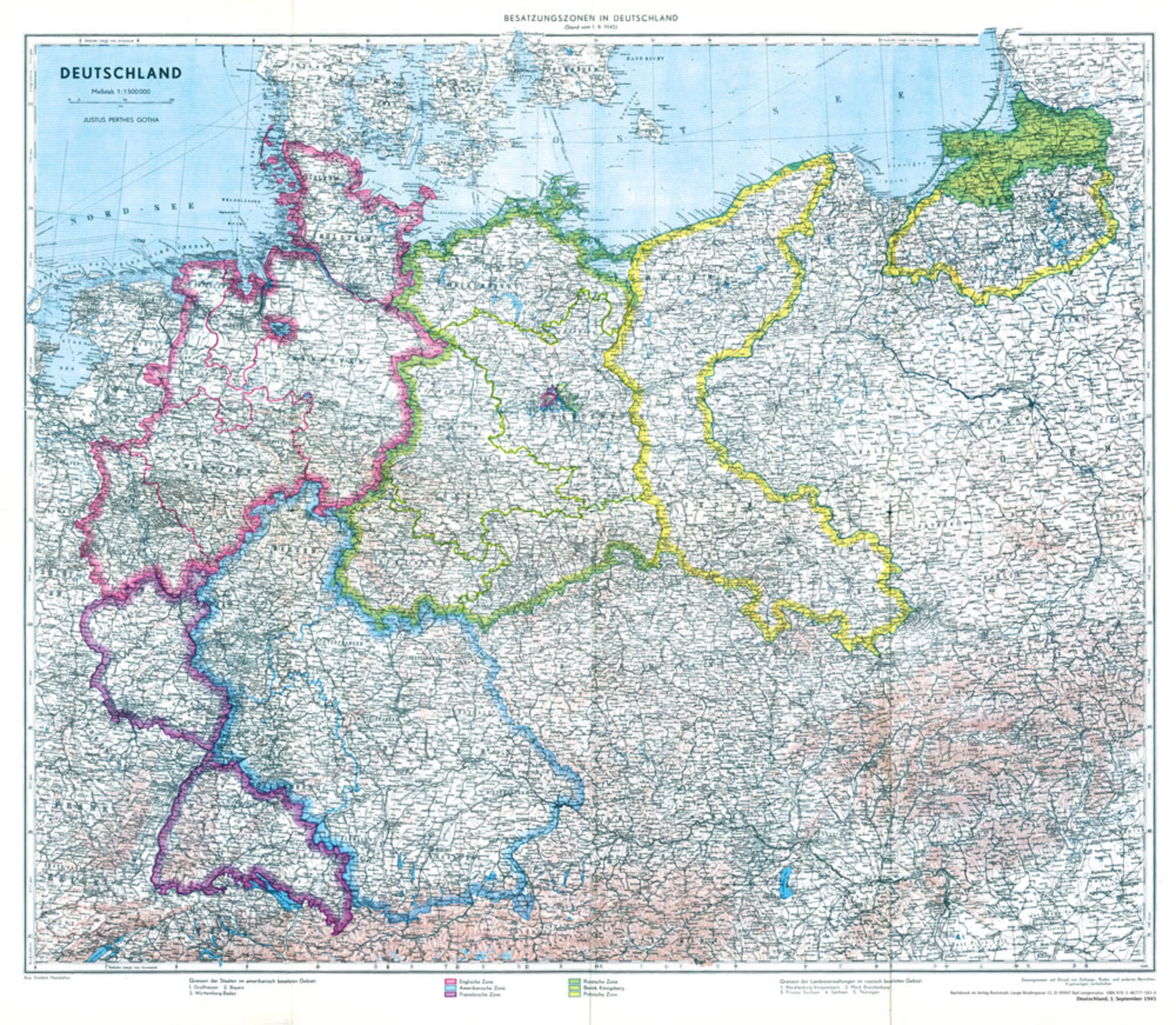 Historische Karte: Deutschland mit Besatzungszonen - 1. September 1945  (plano) von  - Buch - 978-3-86777-583-0