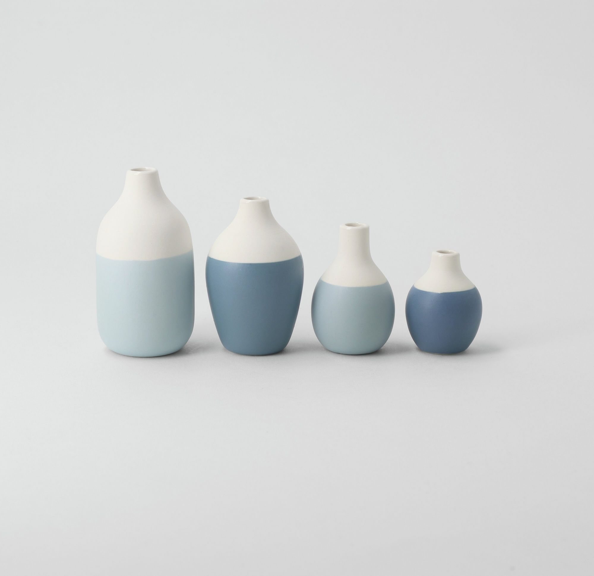 Mini Flaschenvase 4er Set, blautöne