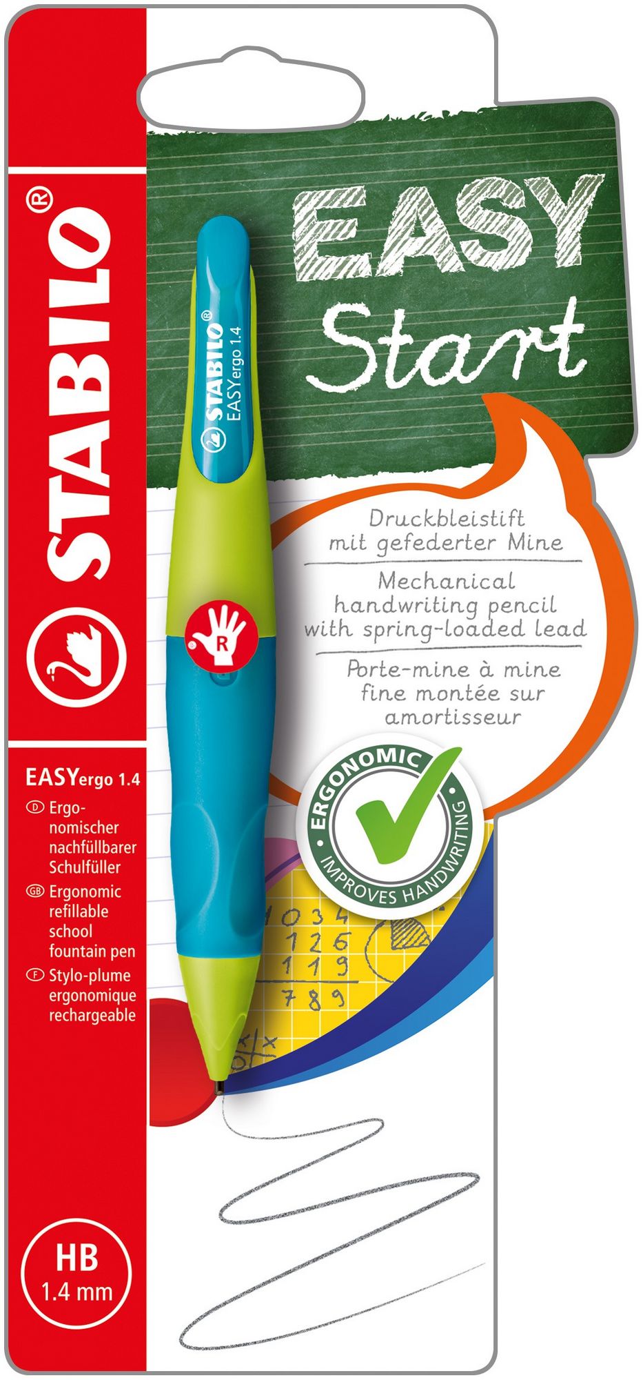 STABILO Druckbleistift EASYergo HB 1.4 neonlimonengrün/aquamarin 