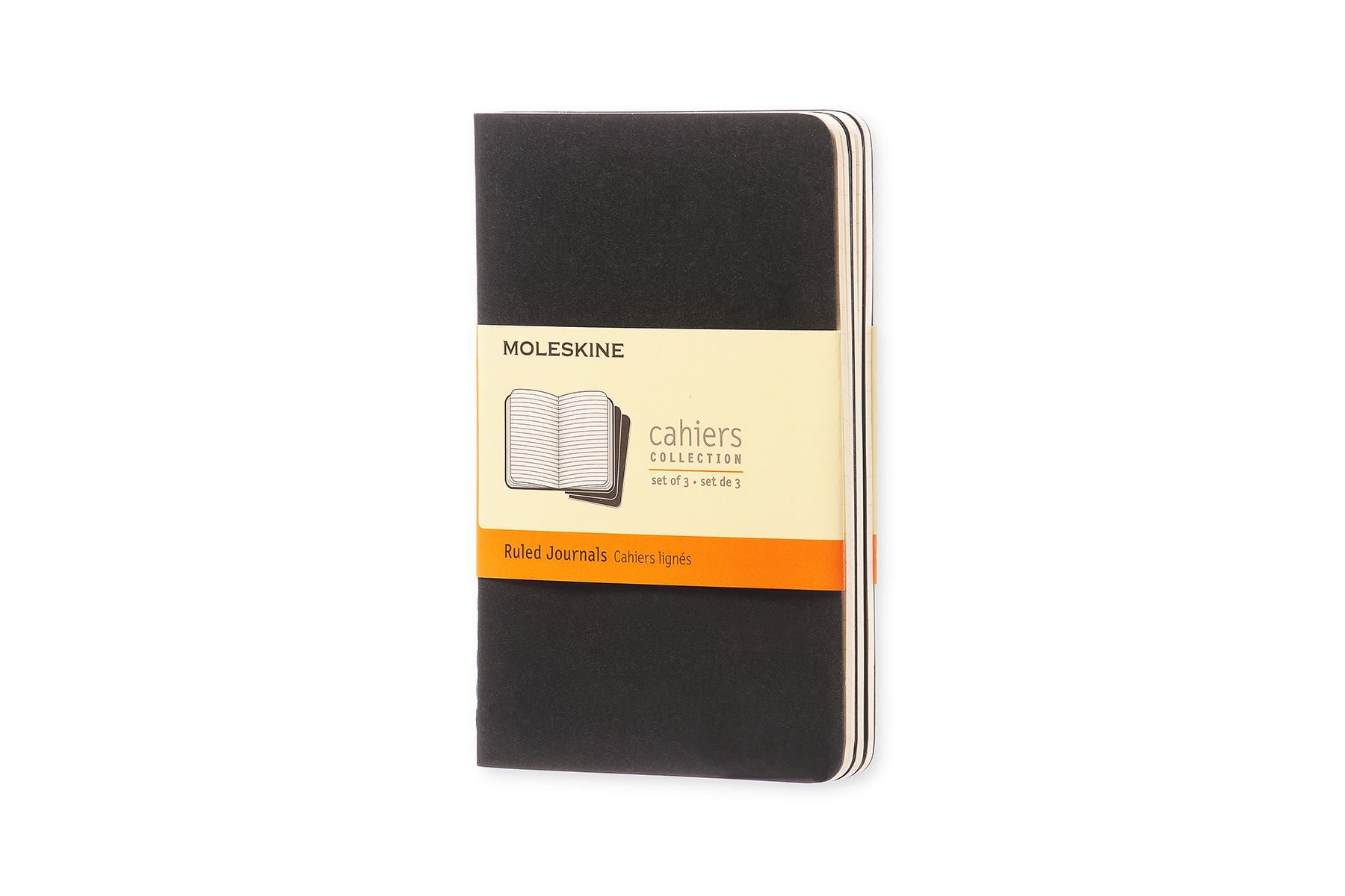 Produktbild von Moleskine Cahier Notizhefte – 3er Set, Schwarz, Pocket (A6), Liniert, 64 Seiten