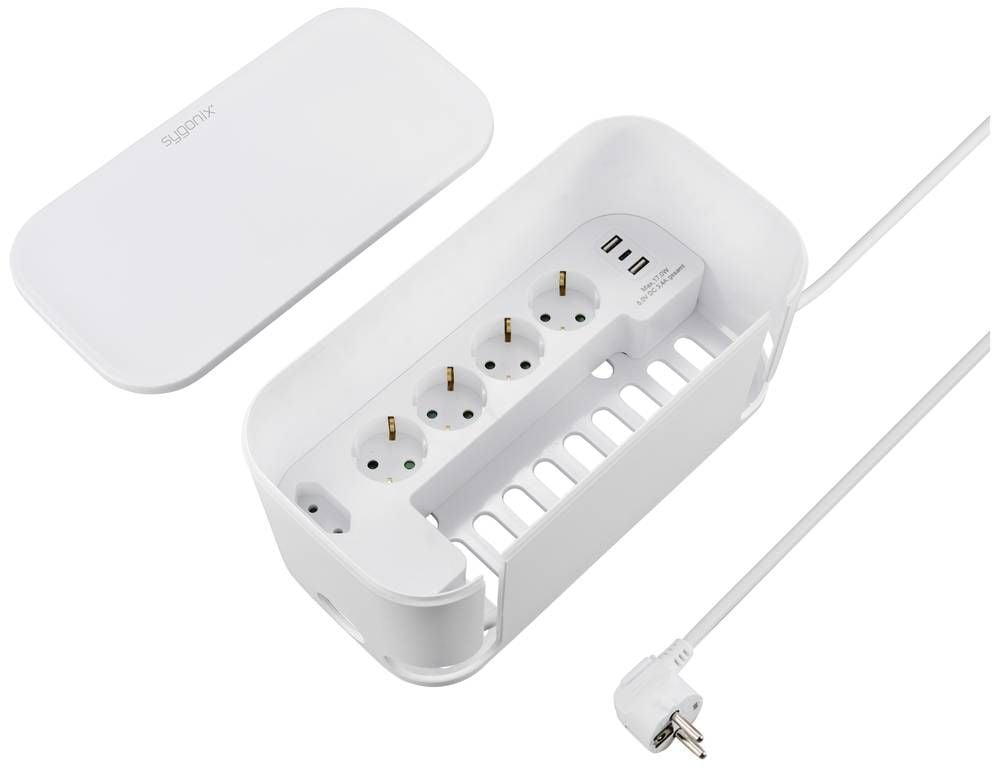 Sygonix SY-6118238 Steckerbox mit Steckdosenleiste 5fach Weiß Schutzkontakt 1St. kaufen