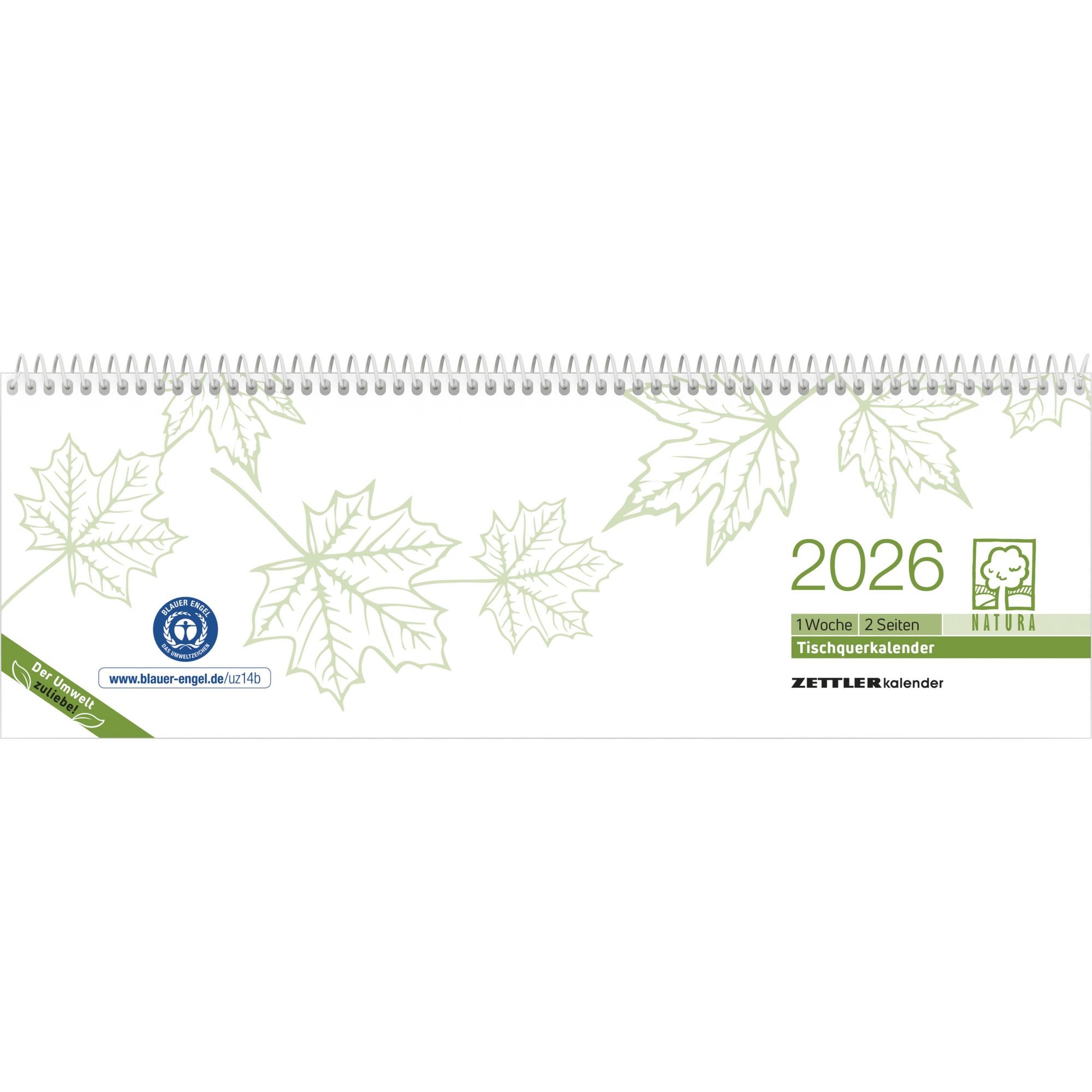 Tischquerkalender Recycling 2026 - 29,6x9,9 - 1 Woche auf 2