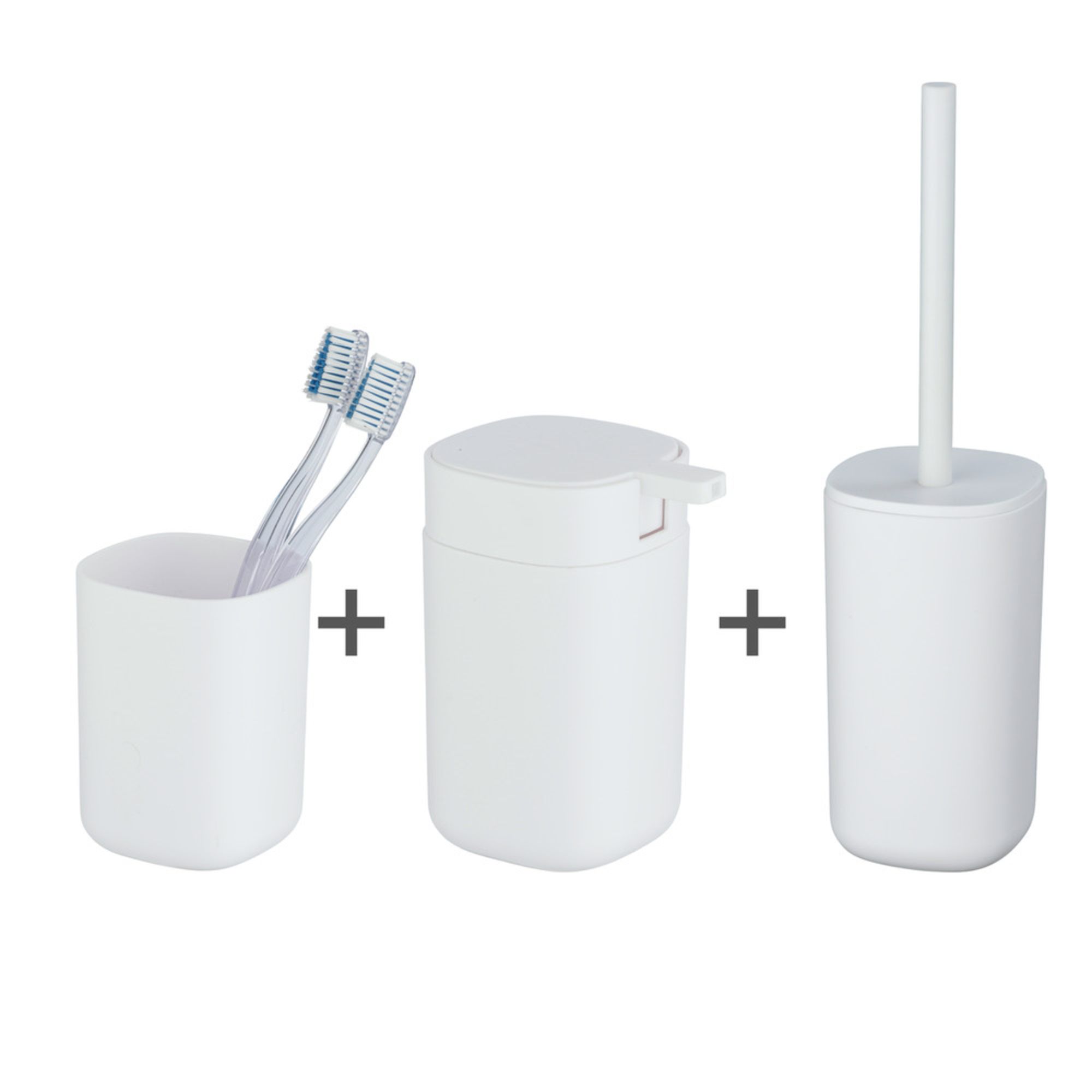 1 Weiß, Seifenspender, Bad-Accessoire online Zahnputzbecher 1 Davos 1 Set 3-tlg., WC- Garnitur, bestellen