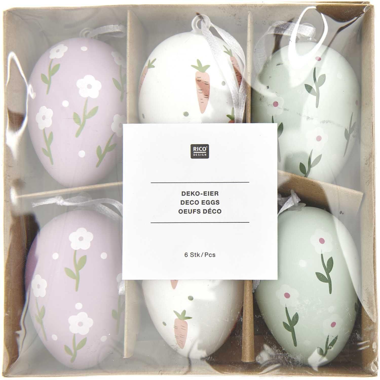 Deko-Eier Set Lila/Weiß/Grün, 6 x 4 x 4cm kaufen