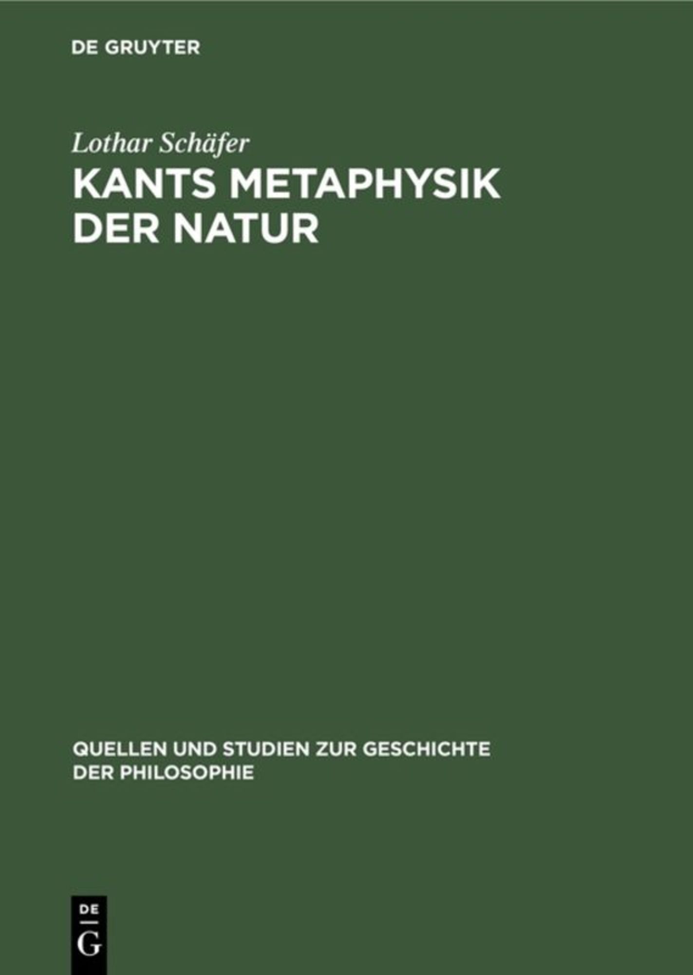 Kants Metaphysik der Natur von Lothar Sch fer Buch 978 3