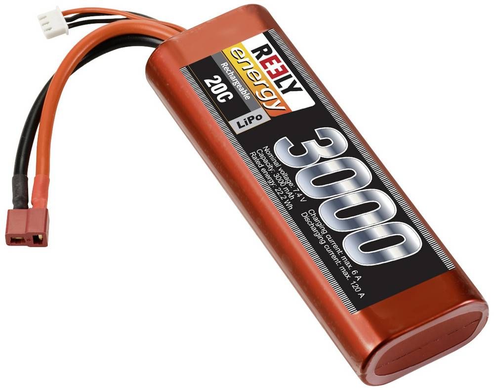 Batteria LiIon Reely Per Modellismo: 7,4V 4000mAh, 15C, 2 Celle, Custodia Rigida Con Sistema A T