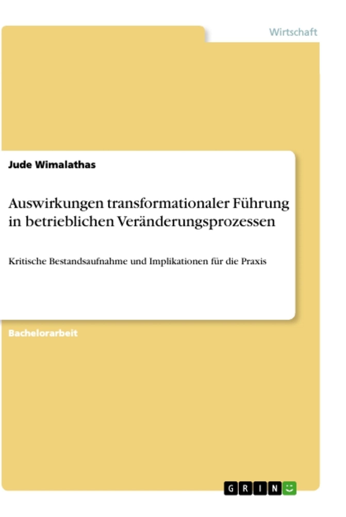 "Auswirkungen Transformationaler Führung In Betrieblichen ...