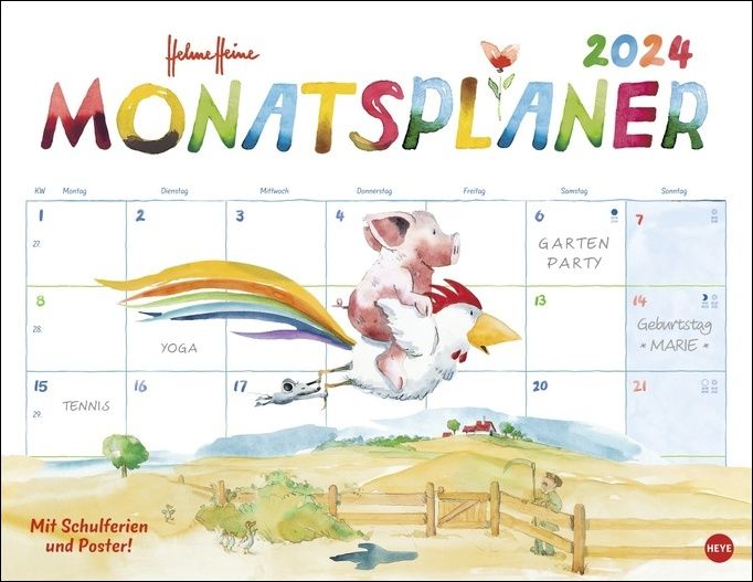 'Helme Heine Monatsplaner 2025. Liebevoll illustrierter Wandkalender 