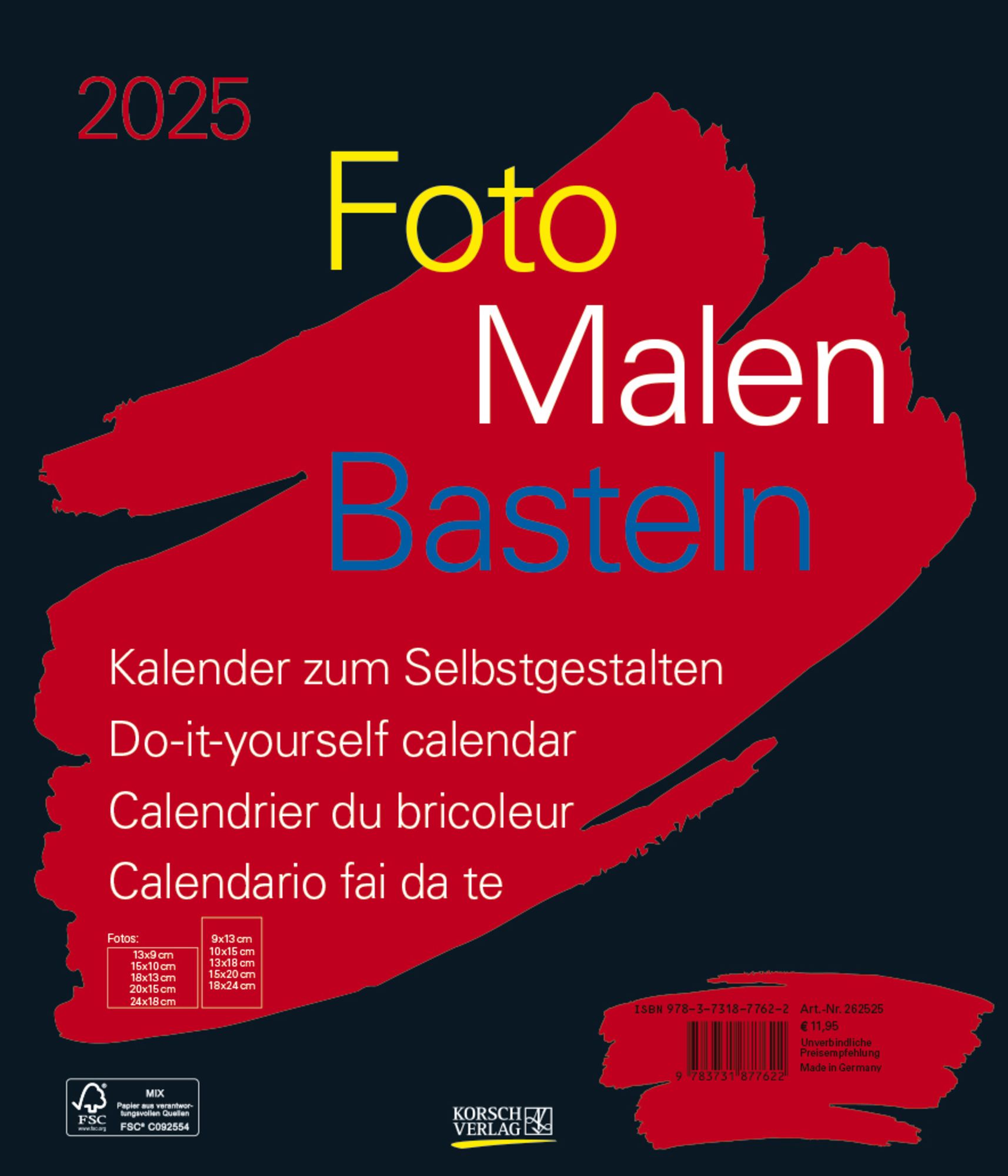 Foto-Malen-Basteln Bastelkalender schwarz groß 2025 - Korsch  Thalia