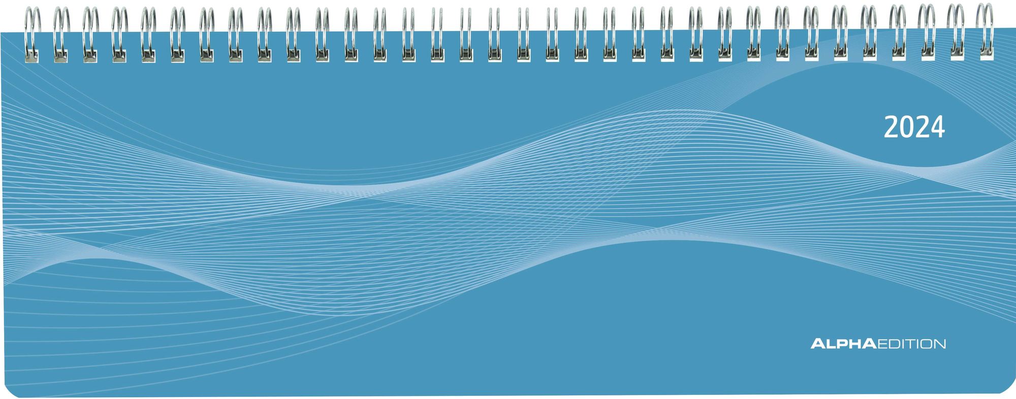 Tisch-Querkalender Profi blau 2024 - Büro-Planer 29,7x10,5 cm - Tisch- Kalender - 1 Woche 2 Seiten - Ringbindung - Alpha Edition' - 'Querkalender 