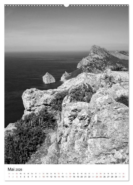 Produktbild: Mallorca Impressionen in schwarz-wei&szlig; (hochwertiger Premium Wandkalender 2026 DIN A2 hoch), Kunstdruck in Hochglanz